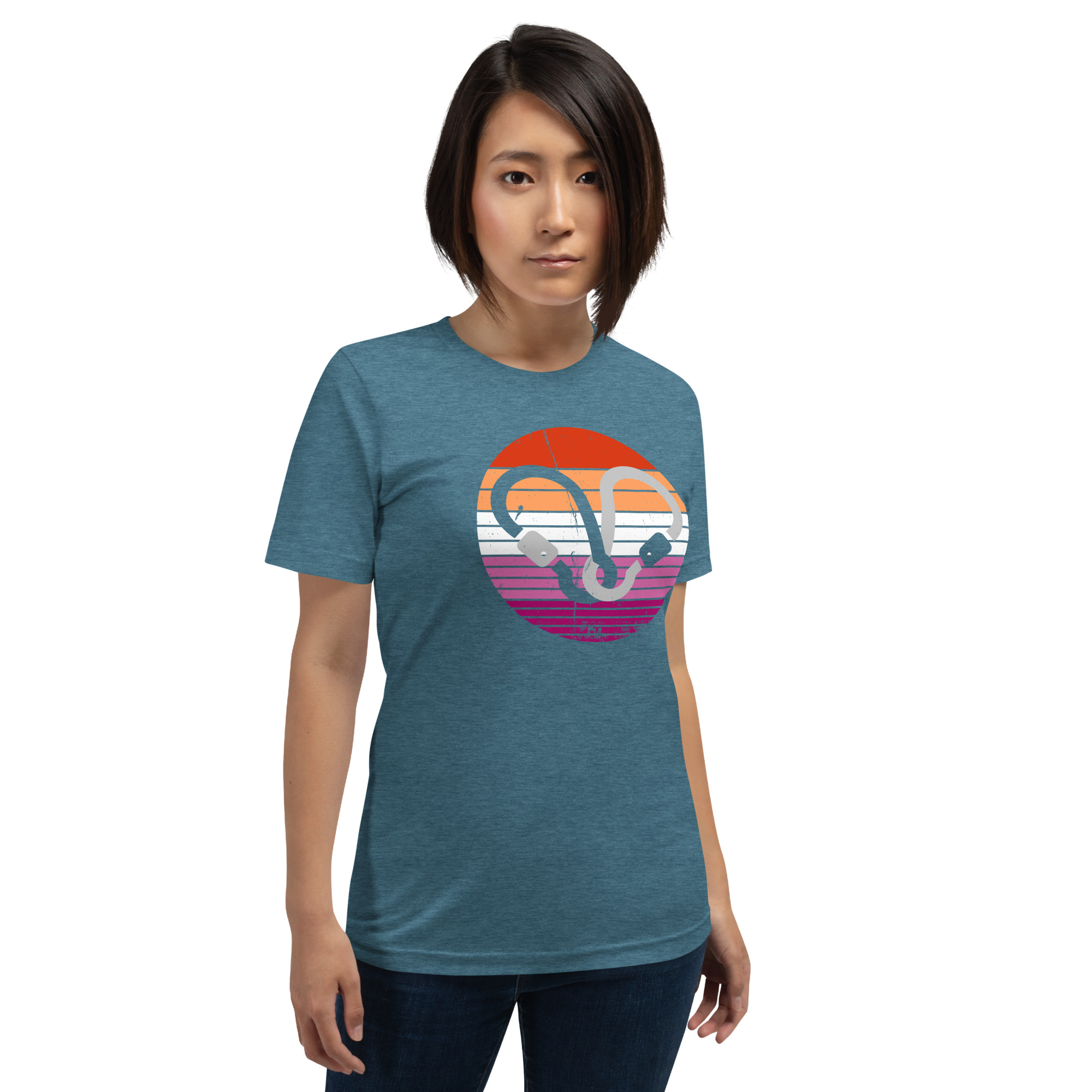 Lesbian Flag Carabiner Heart All Gender T-Shirt