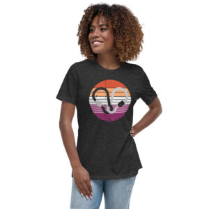 Lesbian Flag Carabiner Heart Femme Cut T-Shirt